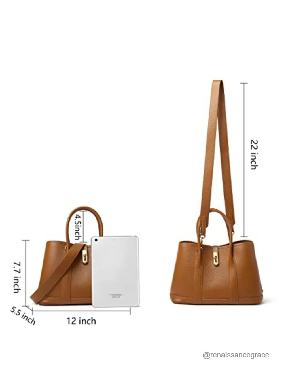 Full Grain Cowhide Leather Top Handle Satchel Bag for Women